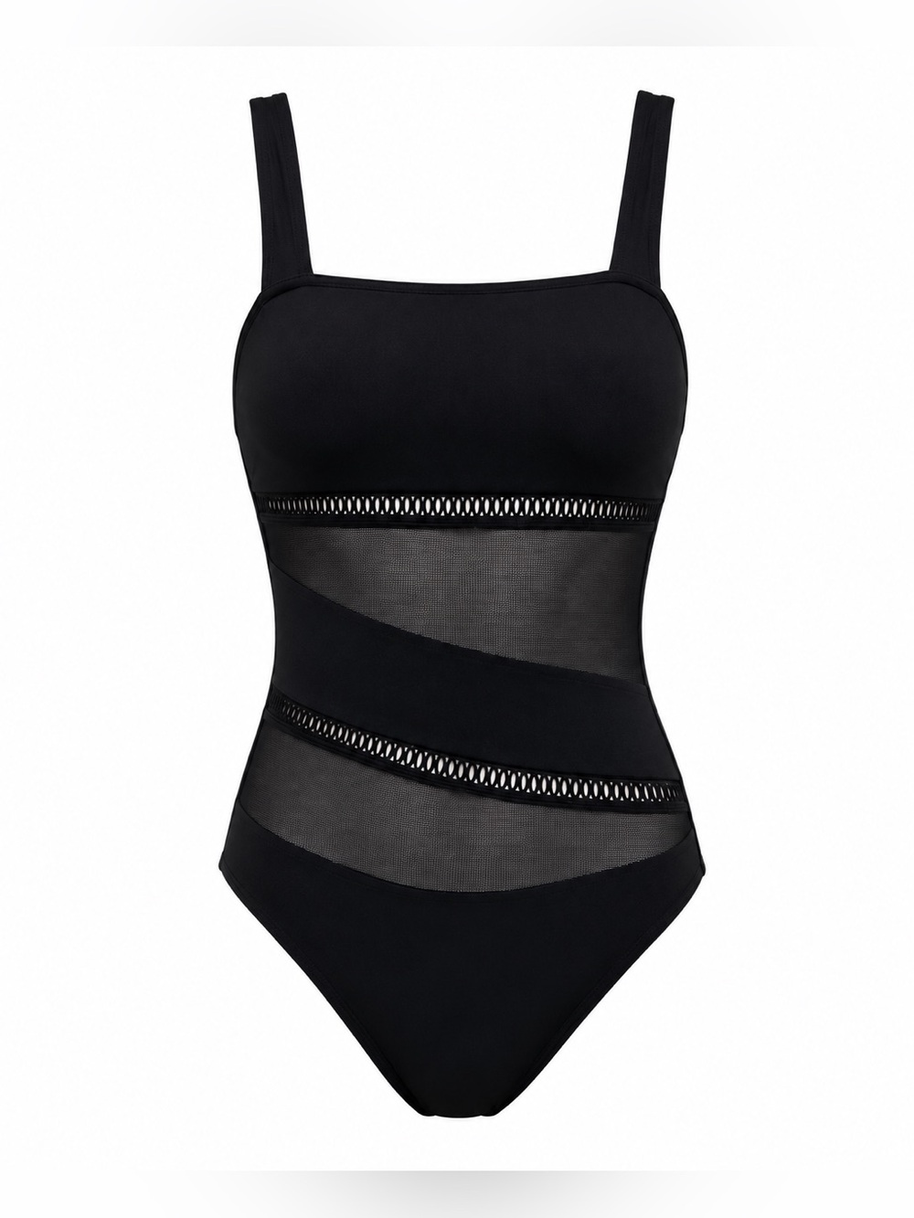 Cupshe Slimming Fit Mesh‎ Panel One-Piece Swimsuit